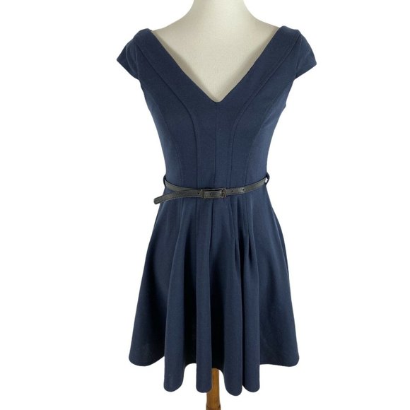 ASOS Fit And Flare Mini Dress Navy Blue Hot Sexy